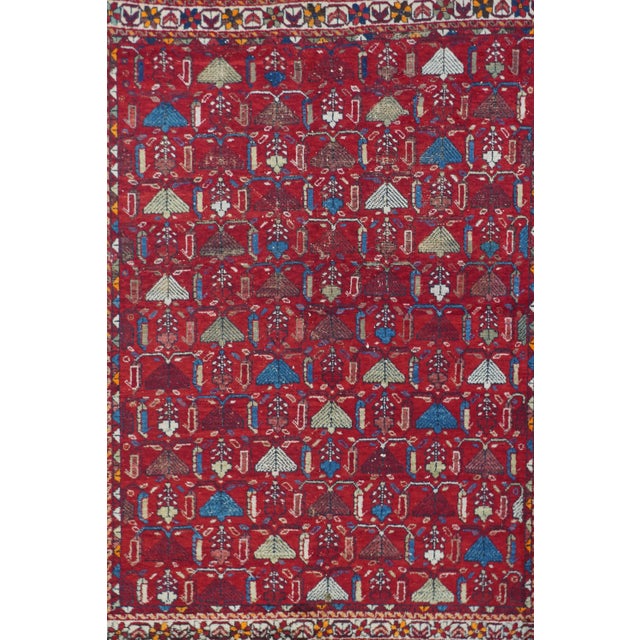 Textile Antique Red Patterned Afshar Rug 5' X 6'5'' For Sale - Image 7 of 9