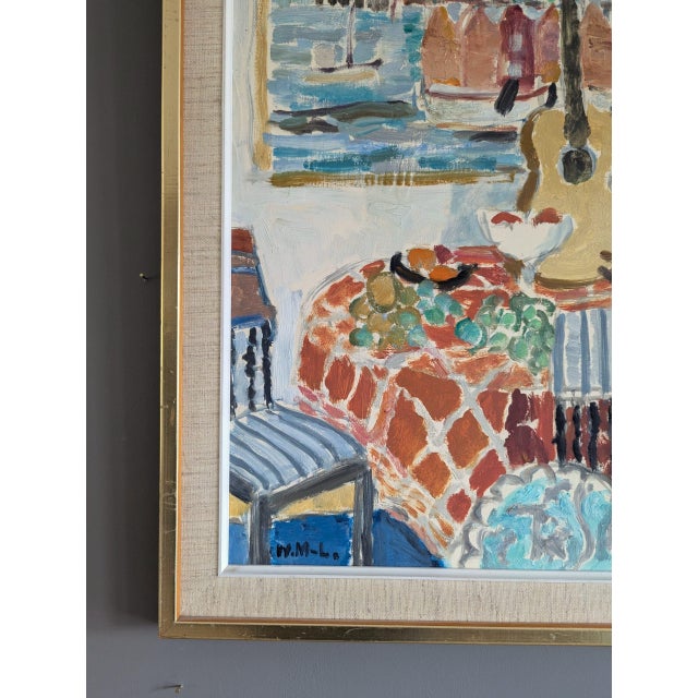 Mid-Century Modern 'Interior With Painting' Vintage Swedish Original Still Life Interior Oil Painting, Framed For Sale - Image 6 of 12