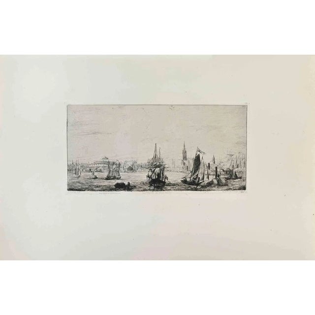 Anatole De Bonsonge, Batterie de New-York, Etching, 1870s For Sale