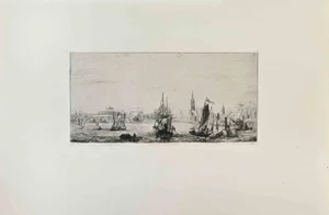 Anatole De Bonsonge, Batterie de New-York, Etching, 1870s