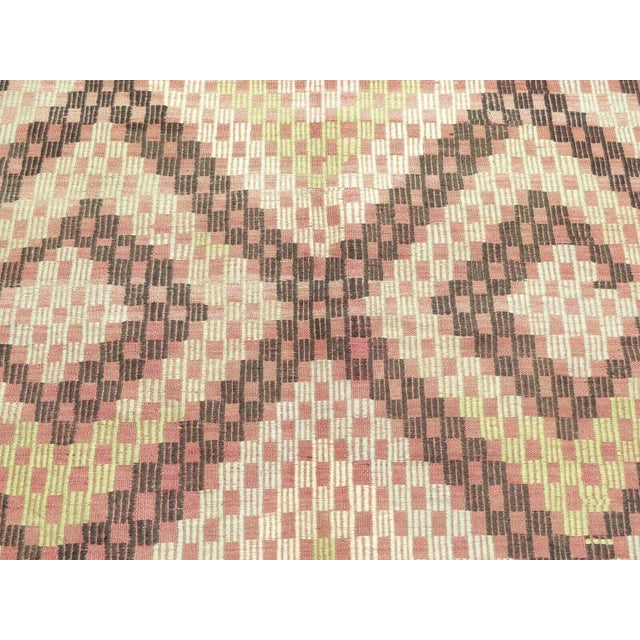 1960s Embroidered Modern Kilim Rug Area Handmade Boho 63"x113" For Sale - Image 5 of 11