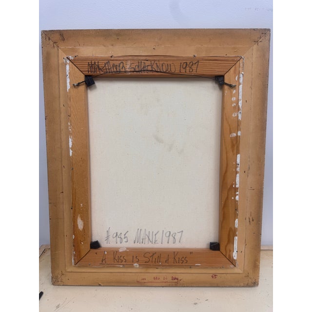 Textile Max Jacob Schacknow 1987 Pencil on Canvas Drawing in Gilt Frame For Sale - Image 7 of 12
