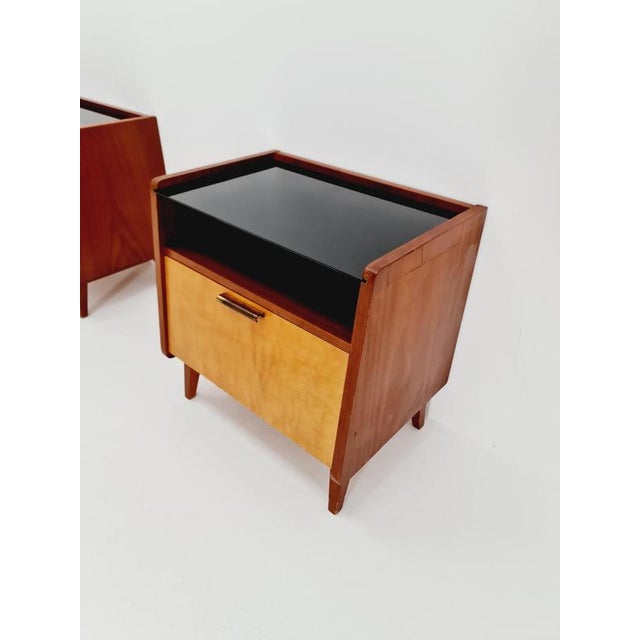 Glass Mid-Century German Nightstands / Bedside Tables with Glass Tops from Wk Möbel, 1960s, Set of 2 For Sale - Image 7 of 11