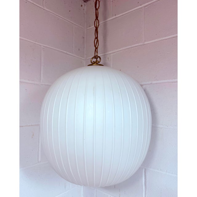 Vintage Mid-Century Modern Bologna Pendant Lamp Aloys F Gangkofner Sphere Opaline Glass 1954 For Sale In New York - Image 6 of 14