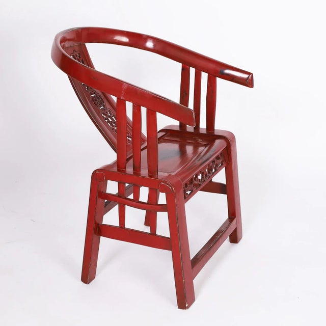 Chinese Style Red Lacquer Chair | Chairish