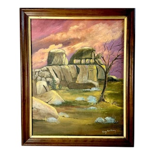 1972 Impressionist Rustic Landscape Original Oil Painting, ‘Old Wyoming’ by Kay Anthony For Sale