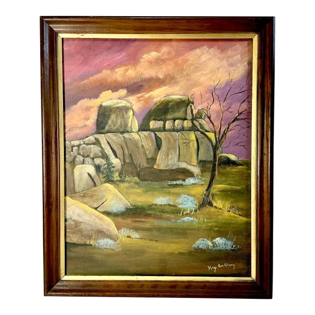1972 Impressionist Rustic Landscape Original Oil Painting, ‘Old Wyoming’ by Kay Anthony For Sale