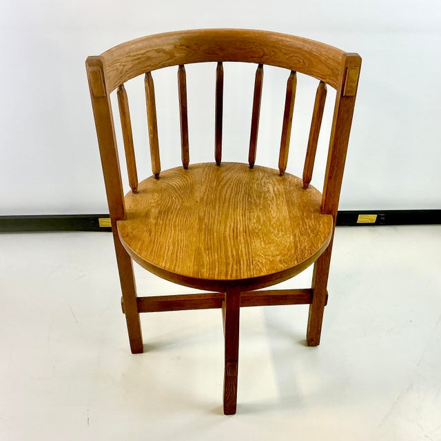 Early 20th Century Early 1900s Antique Gustavian Folk Art Rustic European Oak Round Corner Side Chair. For Sale - Image 5 of 18