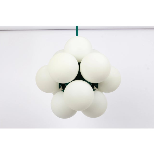 1970s Sputnik Green Pendant Light in Opal Glass from Kaiser Idell / Kaiser Leuchten, Germany, 1970s For Sale - Image 5 of 12