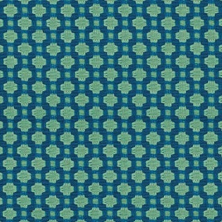 Schumacher X Celerie Kemble Betwixt Fabric in Peacock/Seaglass For Sale