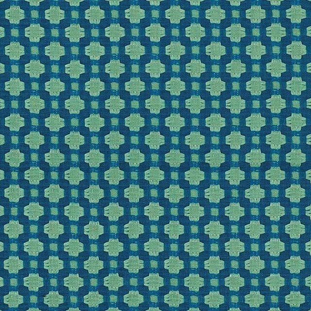 Schumacher X Celerie Kemble Betwixt Fabric in Peacock/Seaglass For Sale