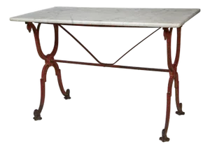 French Bistro Table by Delpeche Freres, Marble Top, Cast Iron Base, Circa 1900