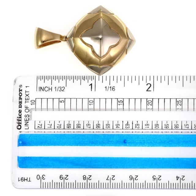 Late 20th Century Bvlgari Bulgari Pyramid Style 18k Two Tone Gold Floral Pendant For Sale - Image 5 of 5