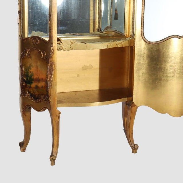 Carved Giltwood Bombay Serpentine Vitrine With Verdis Martin Panels C1890 For Sale - Image 10 of 17