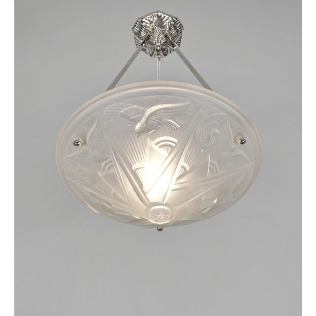 Hettier & Vincent French Art Deco Pendant Light by Hettier Et Vincent & Hanots - 1930s France For Sale - Image 4 of 12