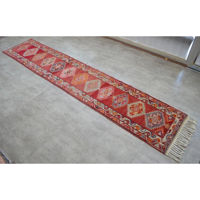 Textile 1970s Kurdish Hand-Knotted Hallway Rug Turkish Runner - 2′7″ × 13′ For Sale - Image 7 of 11