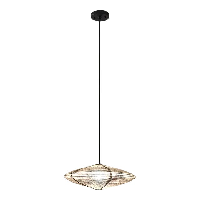 Roswell Pendant Swag Light - Handcrafted Shinpuru-Sa Linen-Cotton Shade For Sale