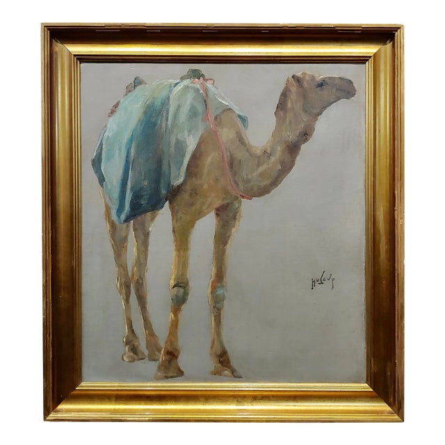 Hugo Vilfred Pedersen-Portrait of a Camel-Orientalist Oil Painting C.1900s For Sale