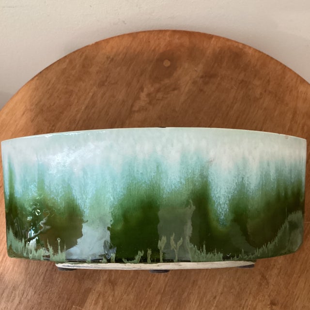 Unique Japanese Ceramic Flowers Vessels With Green Glaze Tetsu Suzuki Style For Sale - Image 10 of 12