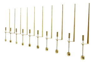 Swedish Brass Candle Sconces by Pierre Forssell for Skultuna, 1970s, Set of 10