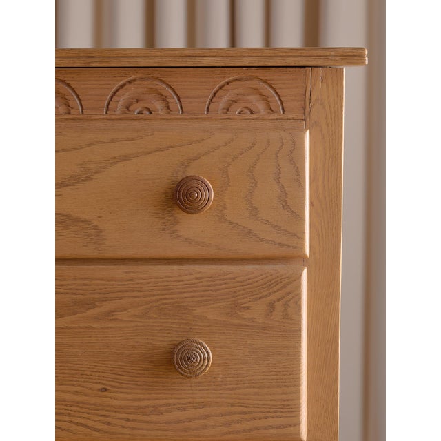 The Vintage Oak Two Drawer Carved Chest For Sale - Image 11 of 14