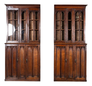Large English Glazed Oak Library Bookcase, 1890s