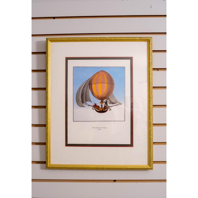 1980s Set of 4 Framed & Matted Hot Air Balloon Prints For Sale - Image 4 of 14