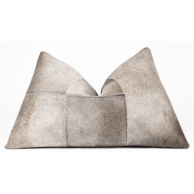 A set of two 16x24 in & 18x18 in Handcrafted Cowhide Pillow: Luxurious, Genuine Cowhide Leather Throw Pillows Meticulously...