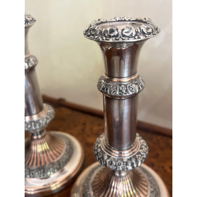Sheffield Silver Plate & Copper Georgian Candlesticks, C. 1814 For Sale - Image 4 of 16