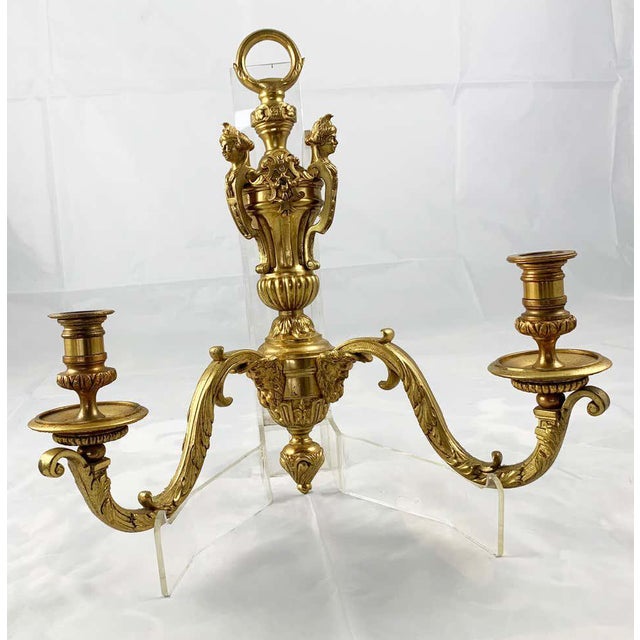 19th Century Two-Branch Candelabra Sconces in Ormolu, Set of 2 For Sale - Image 4 of 6