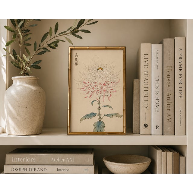 Paper White Mum by Hasegawa, Vintage Japanese Botanical Art Print, 8" X 12" For Sale - Image 7 of 8
