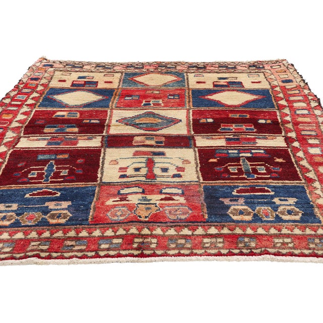 Mid-Century Modern Vintage Persian Lori Checkerboard Rug - 04'08 X 06'08 For Sale - Image 3 of 9