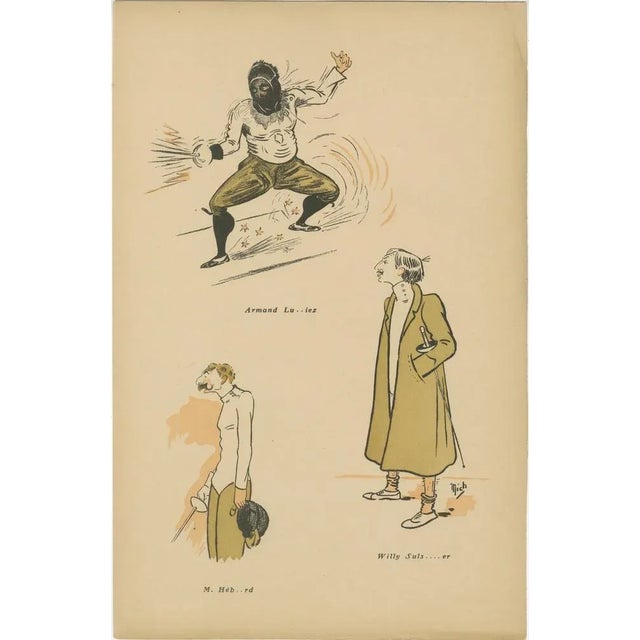 Mich, Fencing Caricatures, 1907, Prints, Set of 3 For Sale - Image 4 of 10