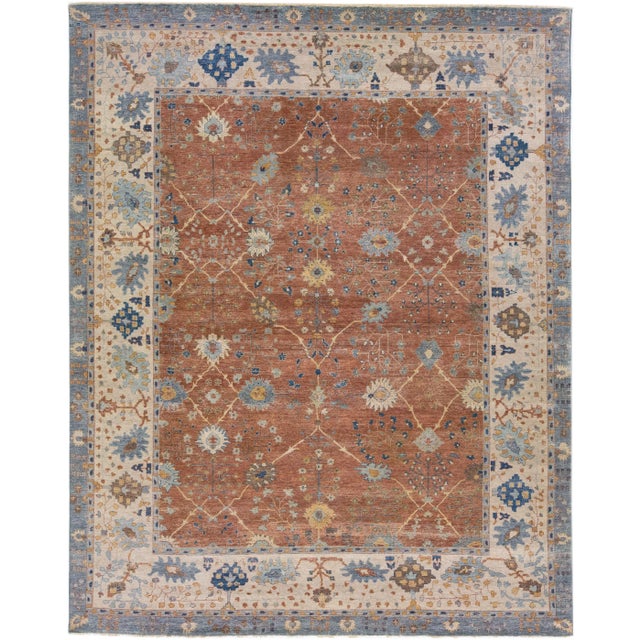 Textile Early 21st Century Modern Indian Tabriz Handmade Allover Wool Rug With Brown Field by Apadana For Sale - Image 7 of 7