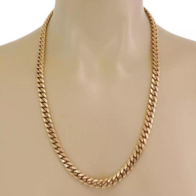 Contemporary Men's 14k & 13k Yellow Gold 9.5mm Wide Curb Link Chain 24.5" L - 174.2 gr! For Sale - Image 3 of 5