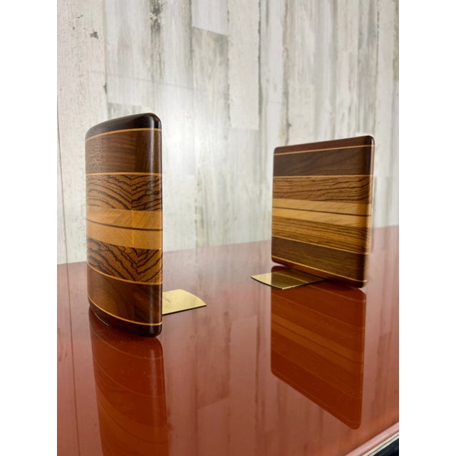 Brown Vintage Stacked Solid Wood Bookends For Sale - Image 8 of 13