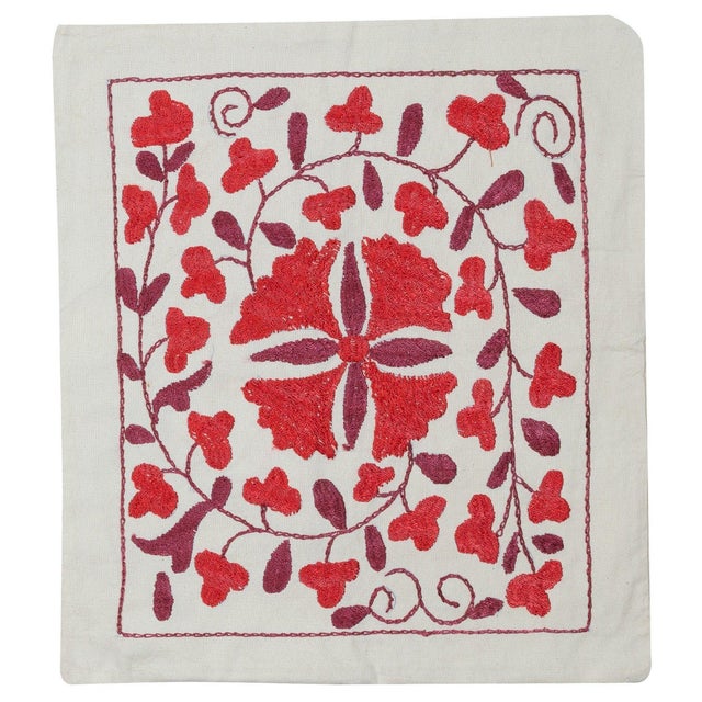 17"x19" Hand Embroidered 100% Cotton Cushion Cover. Contemporary Lace Pillow For Sale