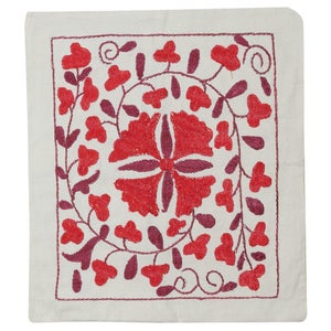 17"x19" Hand Embroidered 100% Cotton Cushion Cover. Contemporary Lace Pillow