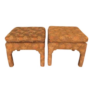 Upholstered Asian Style Pagoda Benches- a Pair For Sale