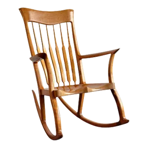 1990s Artisan-Made Spindle Back Rocking Chair in the Style of Sam Maloof