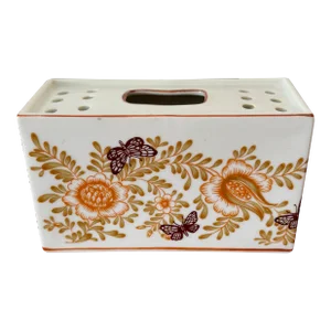 Vintage Rectangular China Tulipiere/ Flower Frog Vase