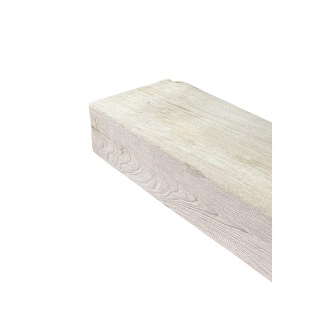 Cream Monumental Teak Wood Bench, Modern Organic, Bleached Finish For Sale - Image 8 of 10