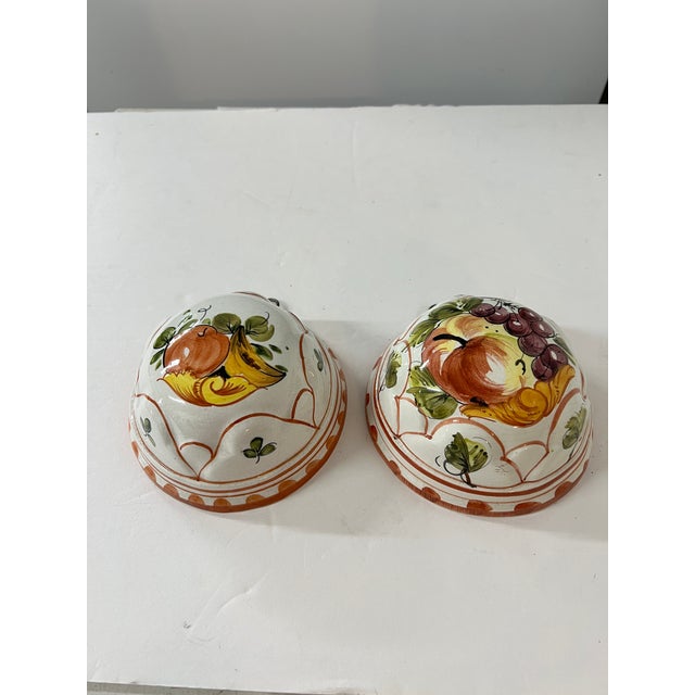 Vintage Italian Bassano Hand Painted Fruit Pattern Ceramic Molds For Sale - Image 4 of 6