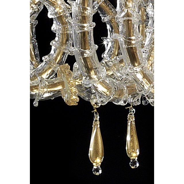 Traditional Imperial Venetian "Cà Rezzonico" Gold Murano Glass Luxury Chandlier For Sale - Image 3 of 8