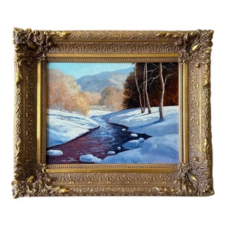 Gary Steffen (Listed Artist b.1939, Co) Oil Painting on Canvas Titled Snow Banks. Gallery Label, Very Fine Frame For Sale