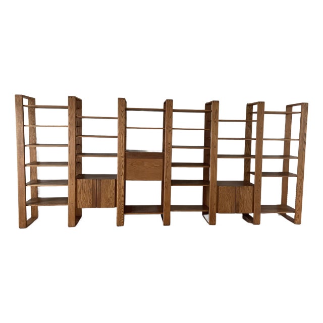 1970s California Modern Modular Oak Bookcase / Display Unit - Style of Lou Hodges For Sale