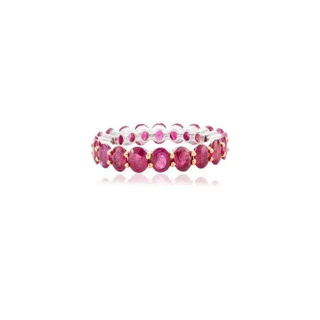 Metal 4.67 Carat Ruby Eternity Band Ring in 14k White Gold Size 7 For Sale - Image 7 of 12