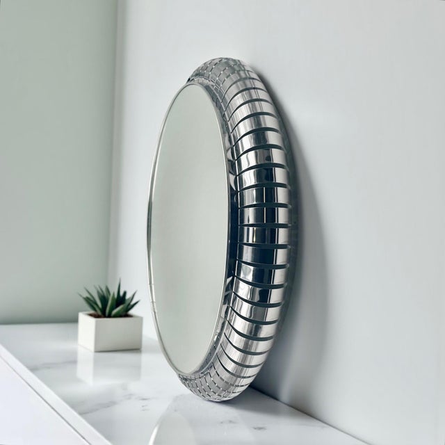 Space Age Chrome Mirror with Integrated Lighting, Italy, 1970s For Sale - Image 14 of 15