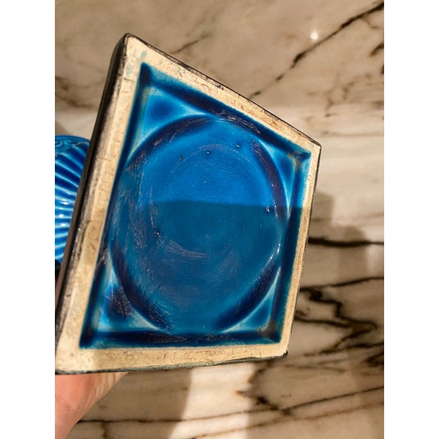 Vintage Turquoise Porcelain French Vase For Sale - Image 4 of 6
