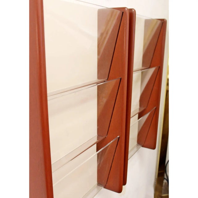 1970s Very Rare! A Pair of 1970s Mid-Century Modern Peter Pepper Walnut Wall Mount Magazine Racks - A Pair For Sale - Image 5 of 6
